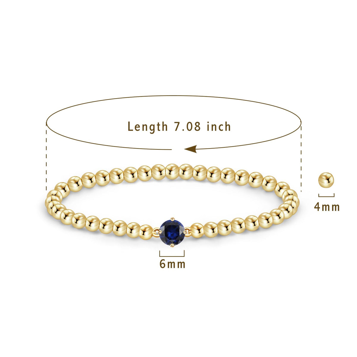 Free bird Sapphire Bracelet September Birthstone Bracelet 14K Gold Plated Beaded Bracelets Handmade Stretch Beaded Sapphire Jewelry for Women
