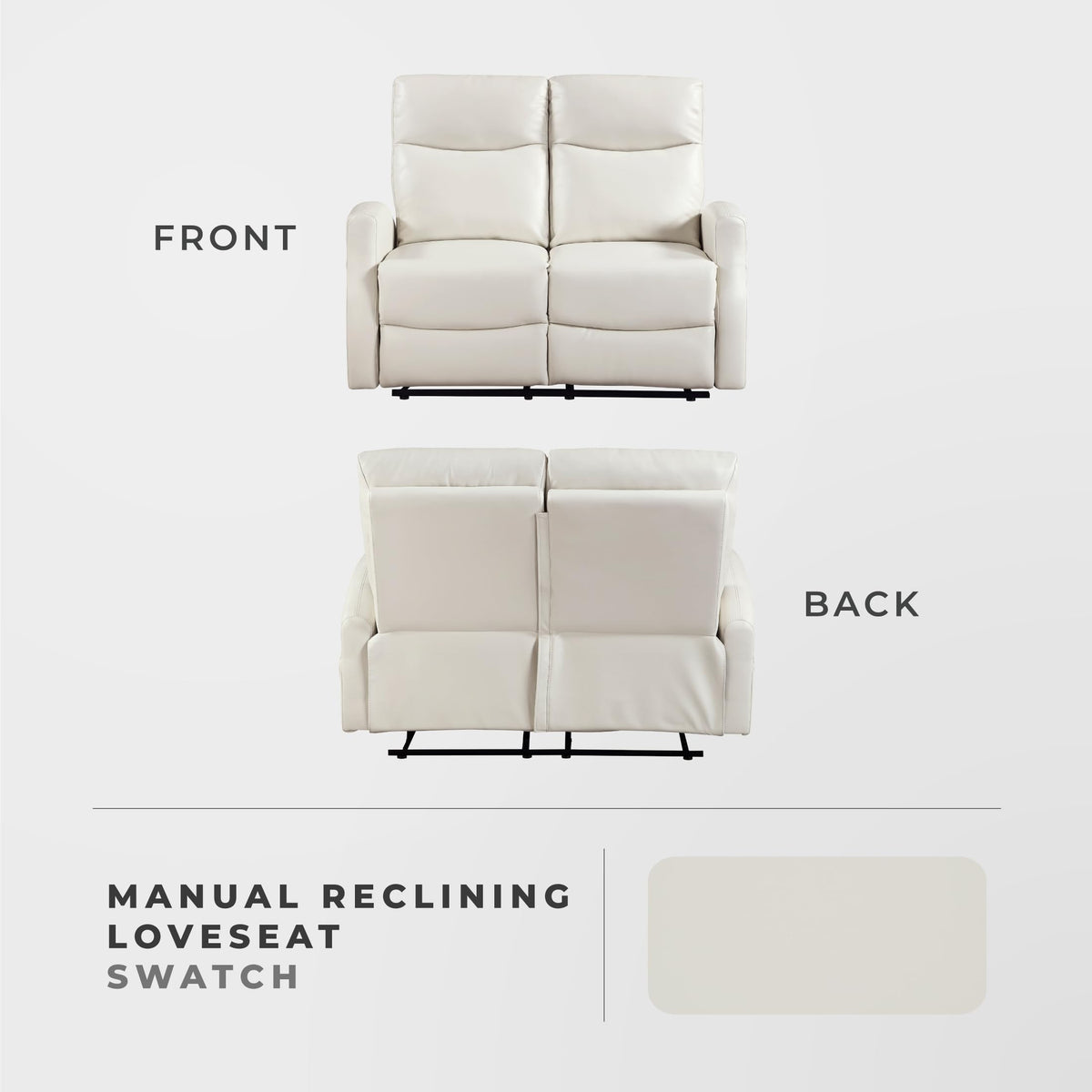 Lexicon Manual Reclining Loveseat, Faux Leather Loveseat Recliner, Wall Hugger, Magazine Pocket, Manual Dual Recliners for Living Room/Theater Seating/Apartment, Easy Assembly, Beige