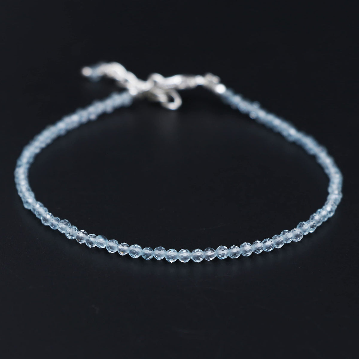 Gempires Handmade Sky Blue Topaz Gemstone Beaded Bracelet for Women | 2.4–2.5 mm Faceted Natural Stone | Adjustable 7+1 Inch Silver Plated Chain | Dainty Minimalist Stacking Jewelry | December Birthstone Gift