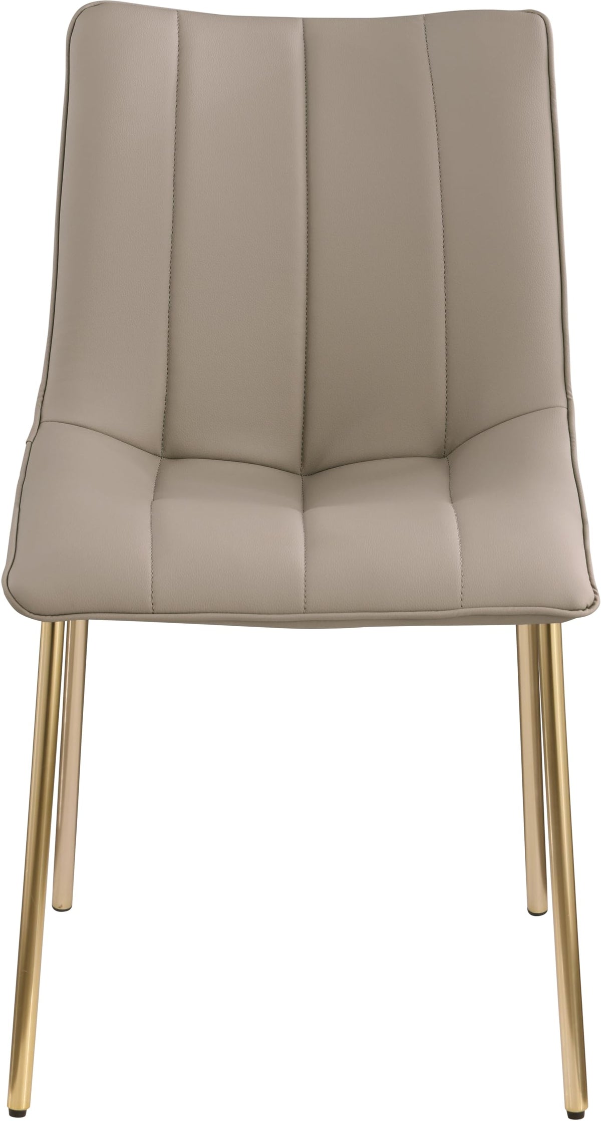 Meridian Furniture 529Taupe-C Isla Collection Modern | Contemporary Vegan Leather Upholstered Dining Chair, Brushed Gold Metal, Channel Tuft On Back, 18.5" W x 22.5" D x 33.5" H, Taupe, Set of 2
