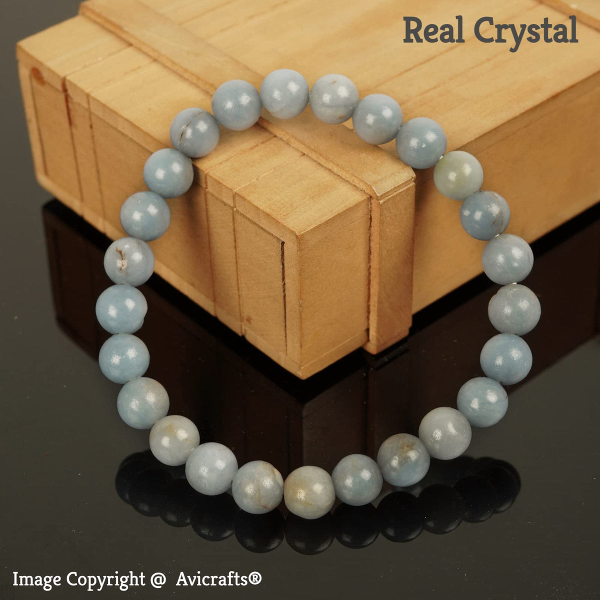 Avicrafts Angelite Stone Bracelet 8 MM Blue Anhydrite,Throat And Crown Chakras Unisex Bracelet Gift For All