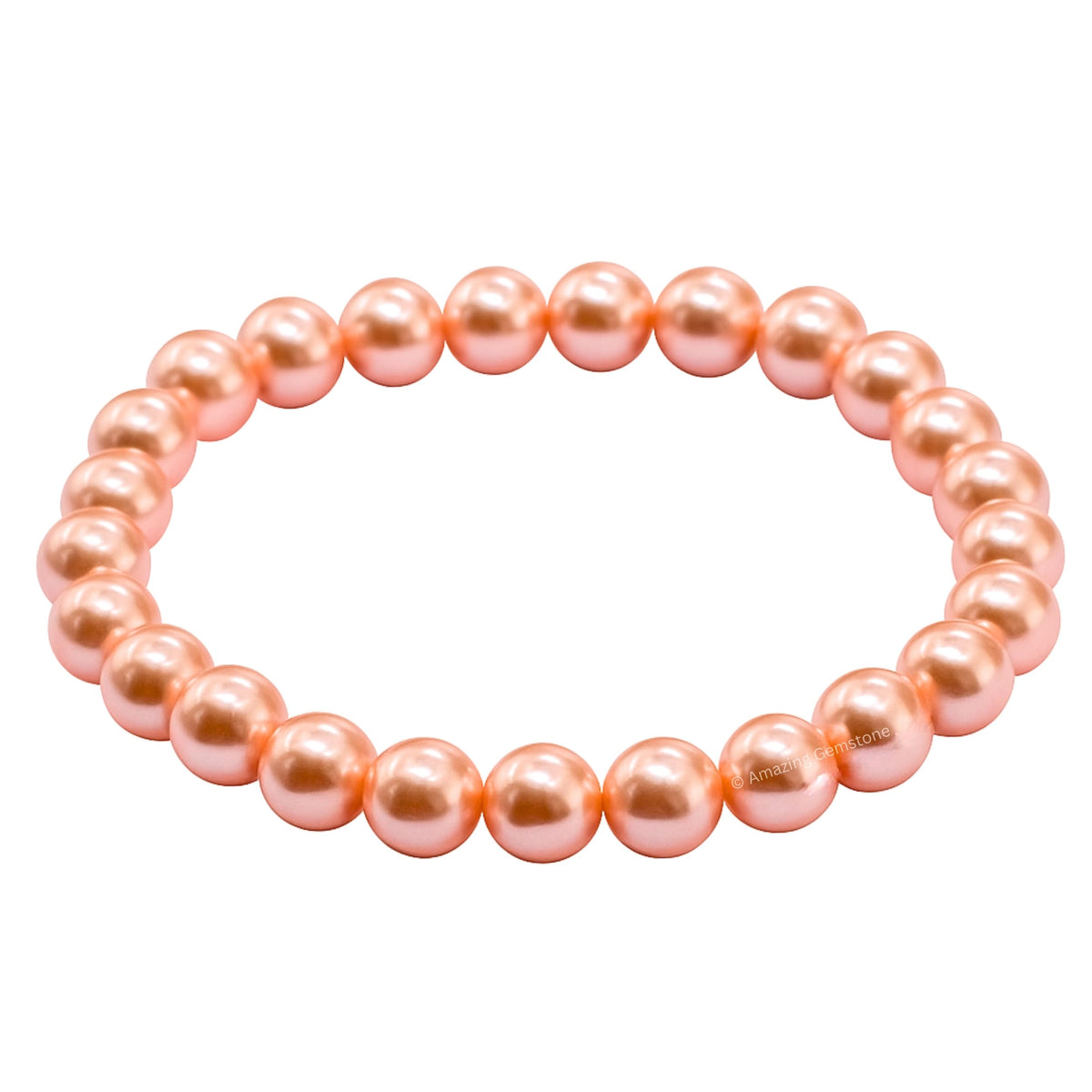 Amazing Gemstone Crystal Bracelet for Women Men's Gifts - Protection Healing Crystal Bracelet - 8mm Gemstone Beaded Stretchable Bracelet Pulseras Para Hombres Mujer Stocking Stuffers Mothers Day Gift (Peach Pearl)