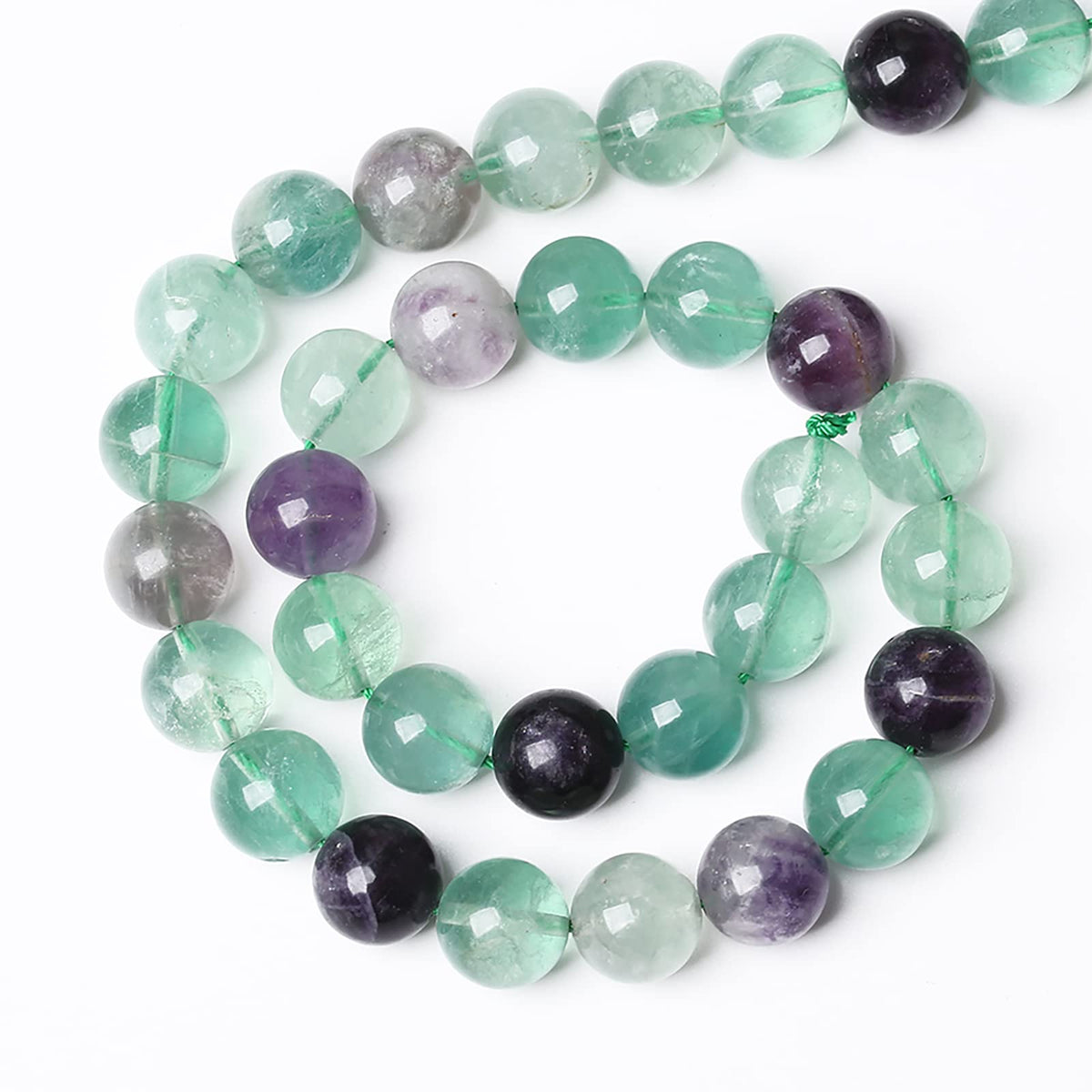 46pcs 8mm Natural Stone Beads Fluorite Gemstone Round Loose Beads for Jewelry Making DIY Bracelet Necklace 15"