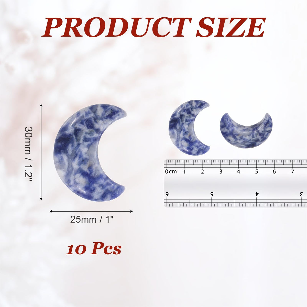 MECCANIXITY 10 Pcs Moon Crystal Worry Stone, 1.2 Inch Length Natural Blue Spot Jasper Moon Gemstone Bulk, Carved Pocket Stones for Meditation Balancing Pendant Decor