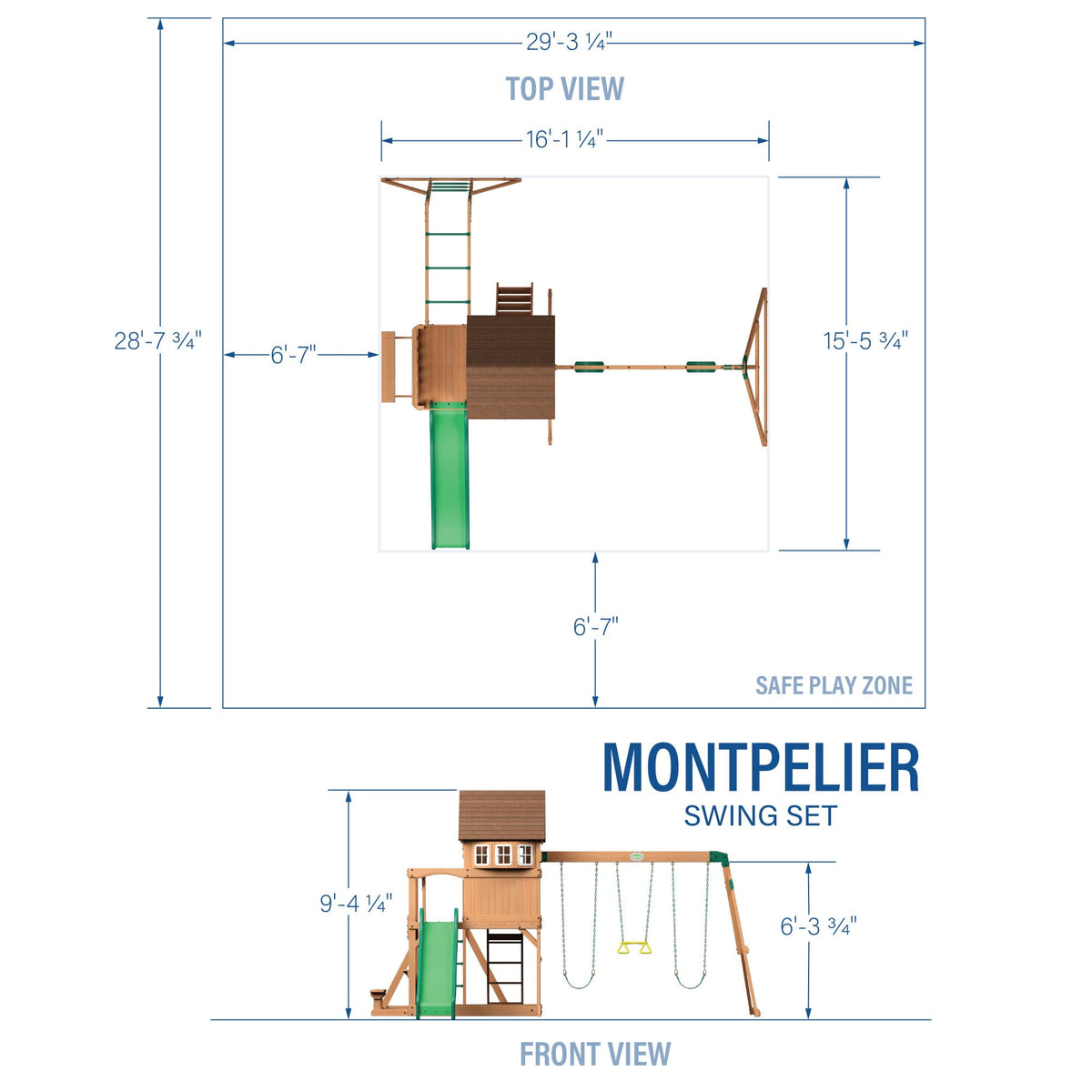 Backyard Discovery Montpelier Cedar Wood Swing Set, Wave Slide, Clubhouse, Monkey Bars, Picnic Area, Snack Bar, Belt Swings, Trapeze, Balcony, Playhouse, Working Door, Ladder, Outdoor Playset