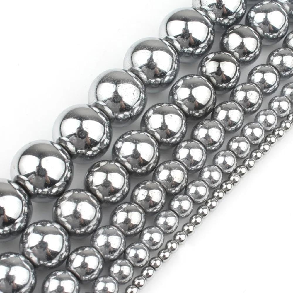 Zenkeeper 108Pcs Silver Hematite Spacer Loose Beads Bulk with Holes Handcrafted for DIY Bracelets Jewelry Making Crafts Supplies