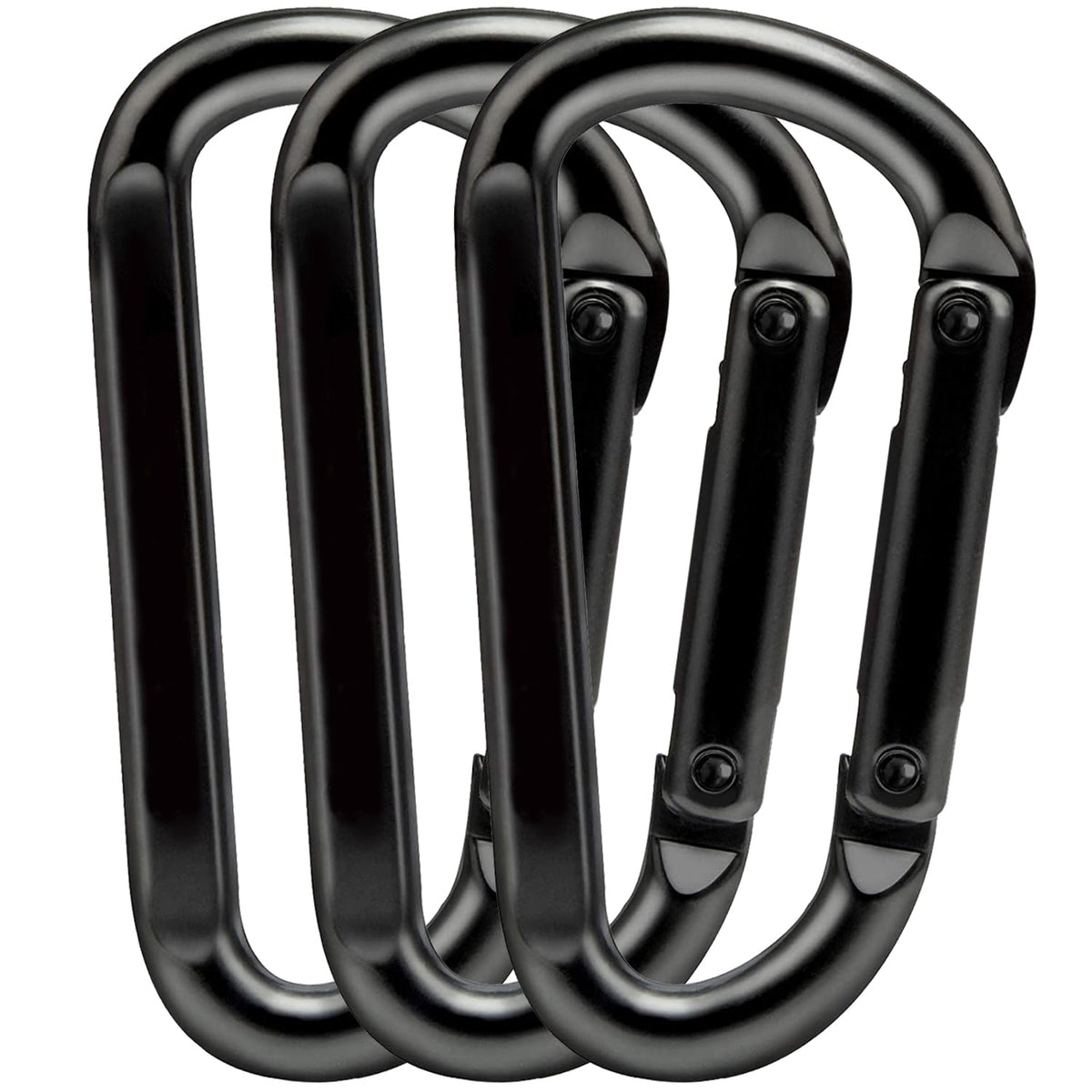 EZYA Carabiner Clip, 860lbs, 3" Heavy Duty Carabiner, D Ring Hooks - Keychains, Camping, Hiking Accessories, Caribiniers for Dog Leash, Hammocks, Yoga Swing, Gym etc, Black
