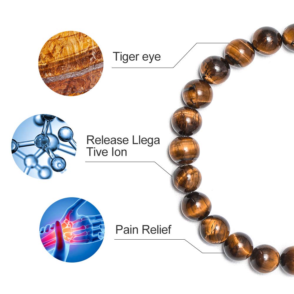 M MOOHAM Gifts for Male Coworkers Mens - Natural Black Lava Rock Stone Mens Anxiety Tiger Eye Bracelets Adjustable Aromatherapy Essential Oil Diffuser Healing Bracelet