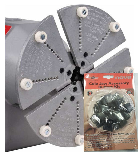 10" Cole Jaw Set (JSCOLE) For Nova Wood Lathe Chucks With Accessory Buffer Kit (6030)