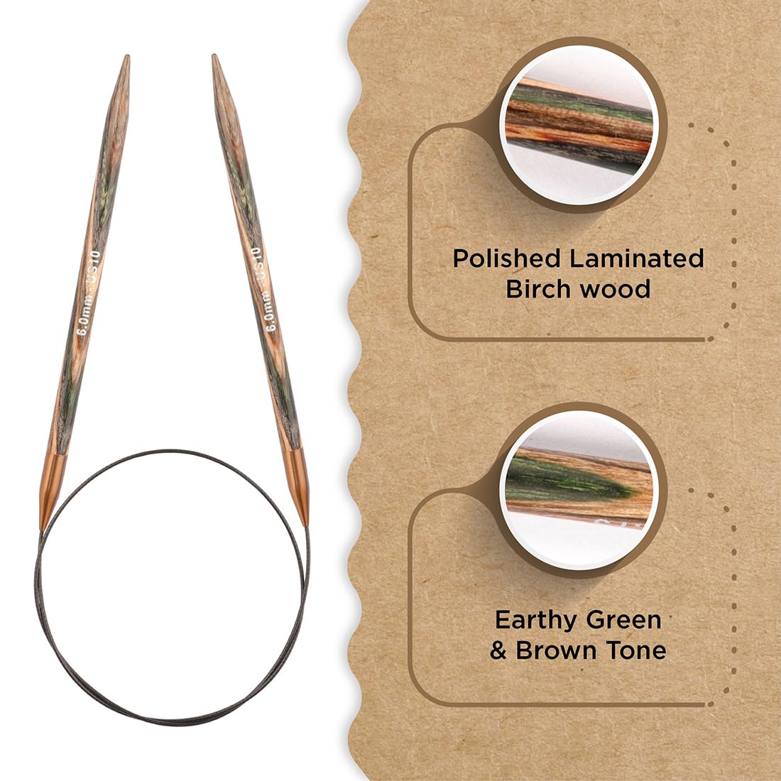 Knitter’s Pride Terra Fixed Circular Needles 32"" (80cm) – US Size 10 (6mm)