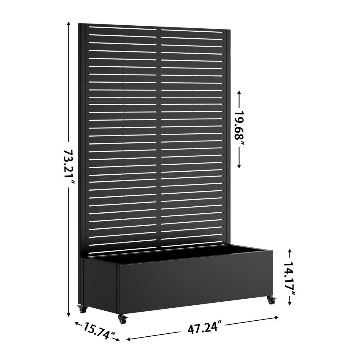 Nevoc Metal Raised Garden Bed, Outdoor Planter Box with Trellis on Wheels, Weather-Resistant Plant Planter for Climbing Plants Flower Vegetables for Patio Backyard Poolside (73"x47"x16", A)