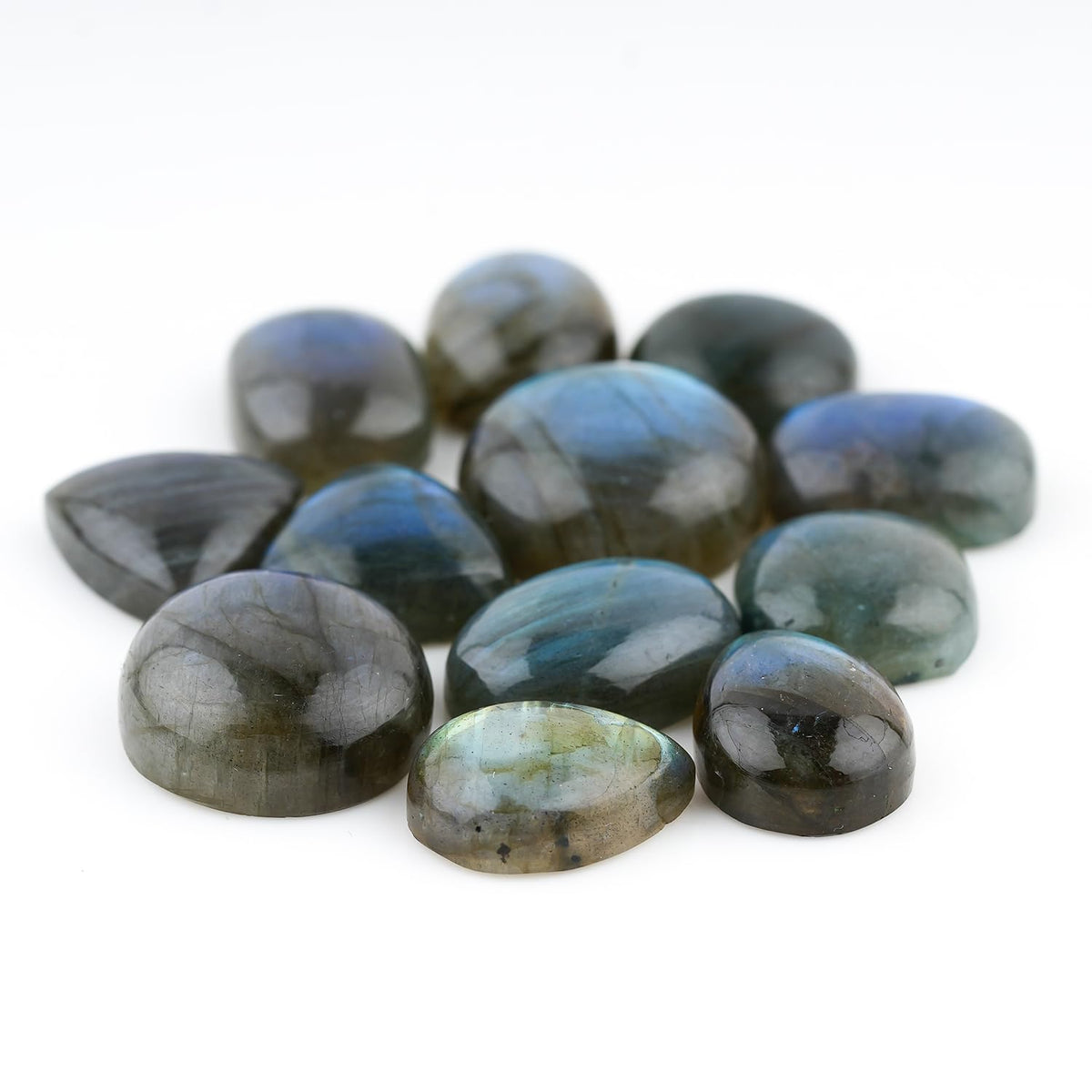 GemSymphony 100 Carat Natural Labarodite Gemstone Cabochon Lot Mixed Shapes – 9 to 11 pcs Hand Polished Crystal Stones for Jewelry Making Supply, Healing, Reiki, Craft Supplies, Unique Cab Set for Wire Wrapping & Collectors (10-20 mm)
