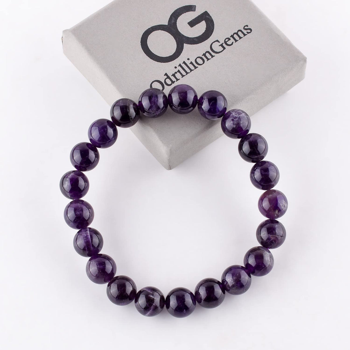 Purification Bracelet Handmade Natural Amethyst Gemstone Bracelet - Chakra Healing Crystals Stretchable Unisex Bracelet - February Birthstone - Genuine Stone Beaded Round Beads 10mm - Yoga - Bracelet