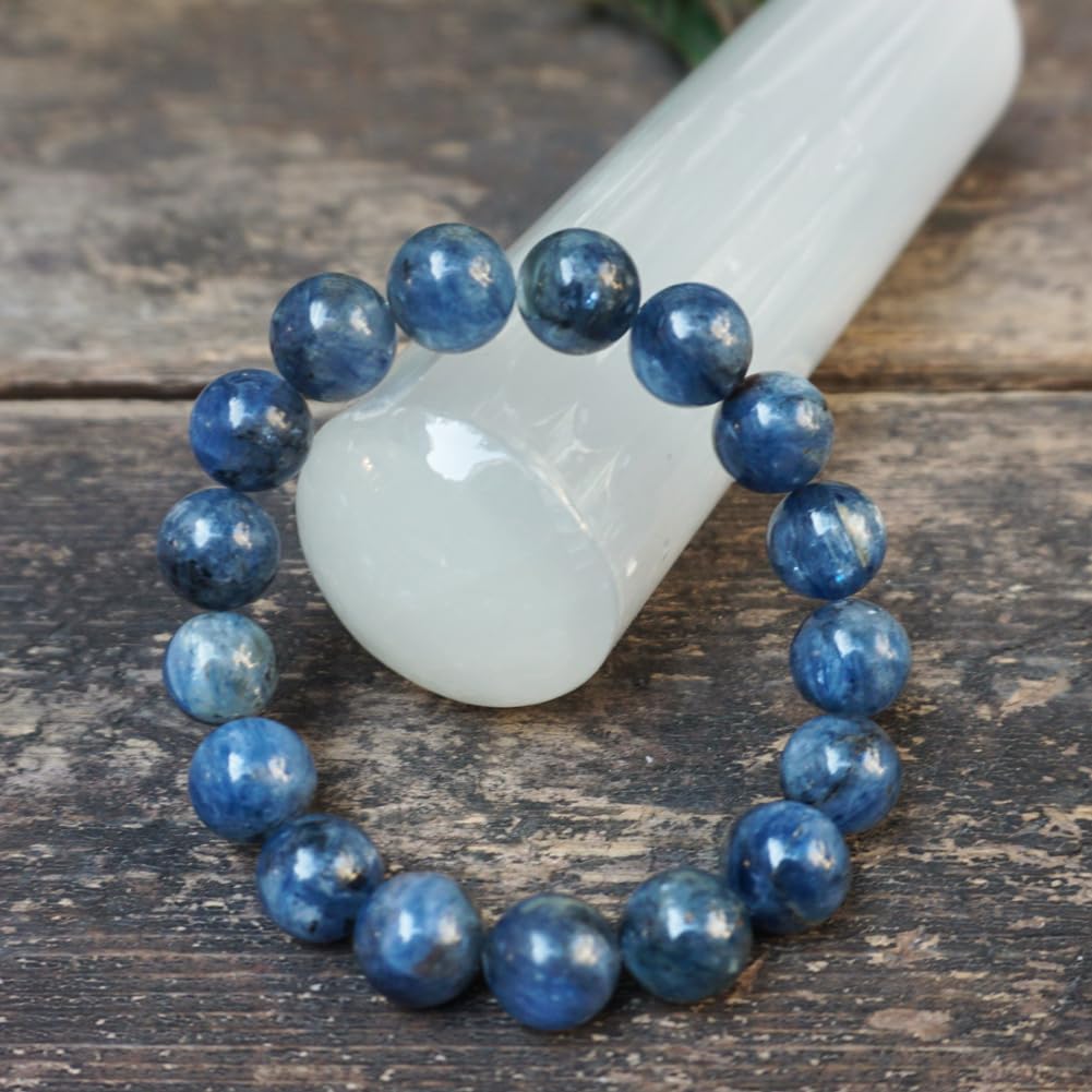 TaHLga Kyanite Bracelet 12MM for Women Men Beads | Control of Your Life - Fits for About 8" Wrist | Anxiety & Stress Relief | Absorb Negative Energy | Gift