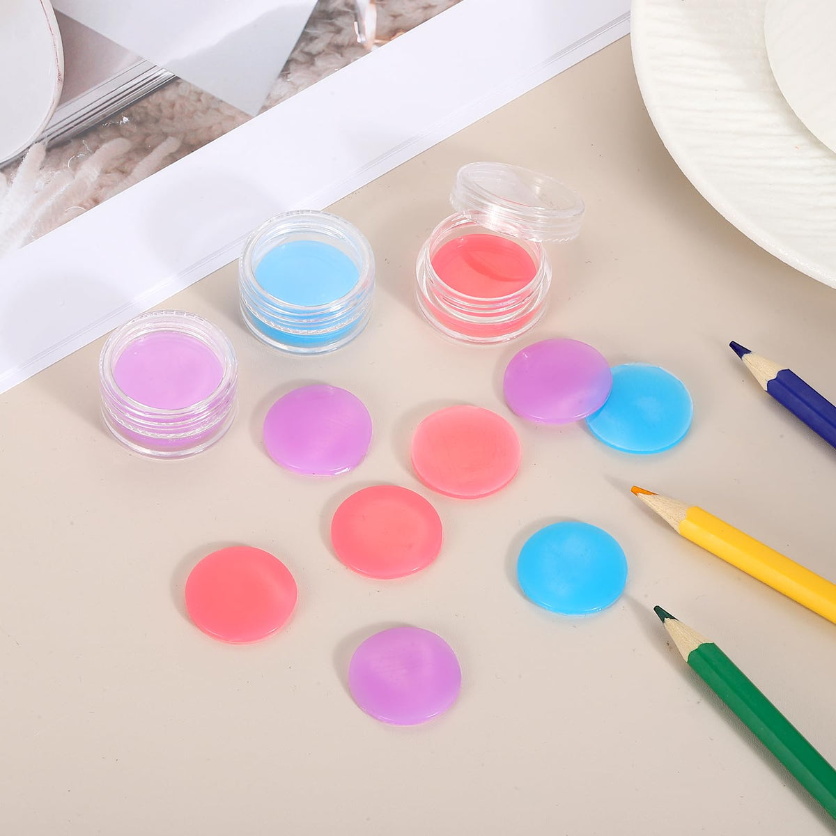 PATIKIL 15PCS Diamond Art Painting Glue Clay Wax 5D DIY Diamond Art Refills Glue with Storage Box for Diamond Art Embroidery Mud Supplies Accessories Painting Tool (23mm/0.9", Purple)