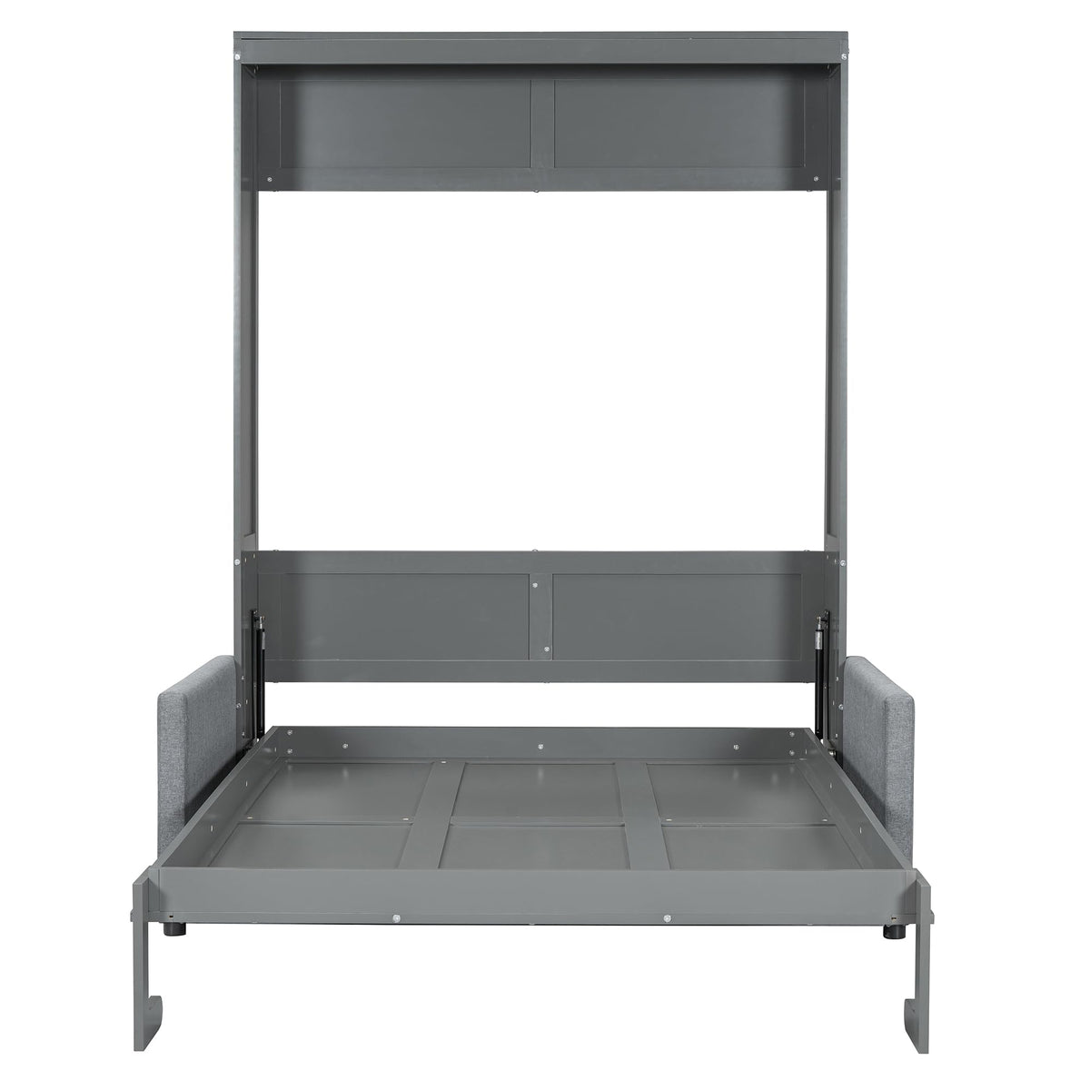 Ball & Cast Murphy Bed Full Size Wall Bed with Sofa,can be Folded,Multifunctional Wood Hideaway Cabinet Bed Frame,Slat Support,Save Space,for Apartment,Guest Room,Gray