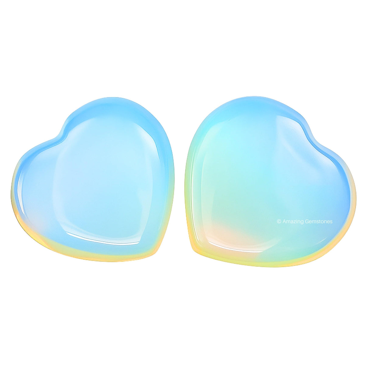 Amazing Gemstone Opalite Stone Heart - Pack of 2 Crystal Heart Stones Rocks - Corazones De Piedra Crystals and Healing Stones Heart Shaped Crystal - Stocking Stuffers Gifts