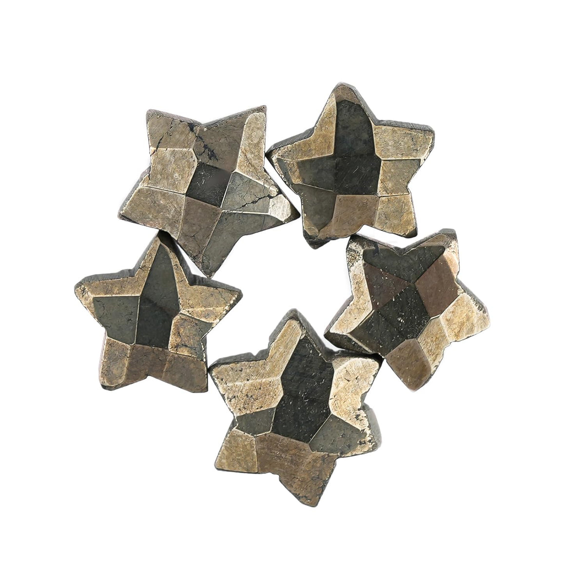 CRYSTALINES 5pcs, Wholesale Natural Golden Pyrite Gemstones, Bulk Star Shape Stones, Assorted Loose Supply, DIY Craft-Jewelry Making, Chakra Healing Crystals, Gem Collection, 10-12mm