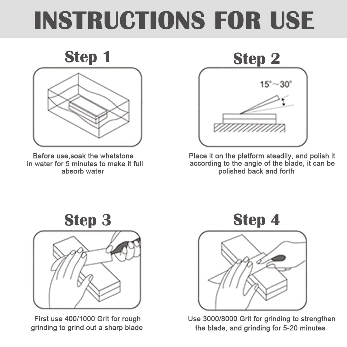 Knife Sharpening Stone Kit – 400/1000 3000/8000 Grit Wet Kitchen Whetstone Knife Sharpener Set with Non-slip Bamboo Rubber Base, Angle Guide, Flattening, Leather Strop and Cut Resistant Gloves