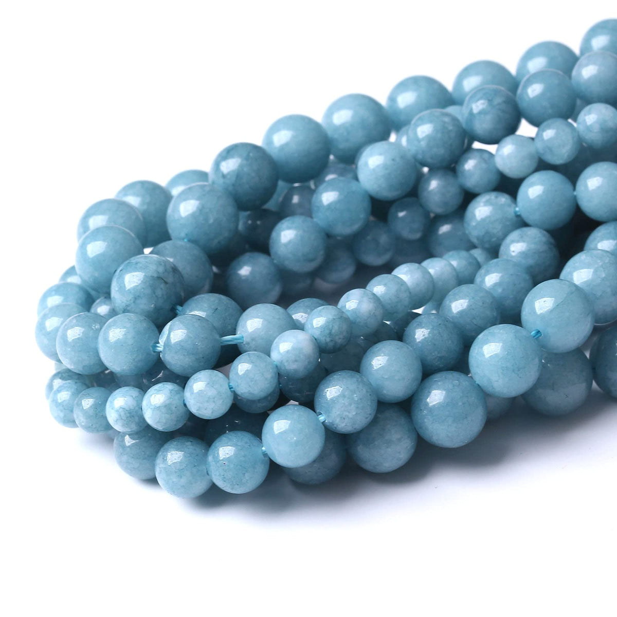 Blue Chalcedony Natural Stone Beads Gems Round Loose Beads Jewelry Making DIY Bracelet Necklace Accessory 1 Strand 60PCS 6MM 15"