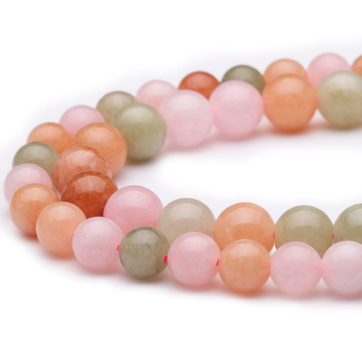 Youngbling Natural Gemstone Beads for Jewelry Making,8mm Colorful Flower Jade Polished Round Smooth Stone,Genuine Real Stone Beads for Bracelet Necklace 15 Inch