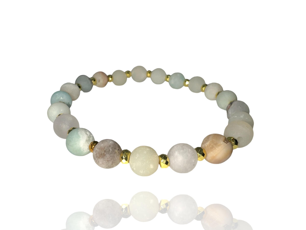 “MERCY BRACELET” (Amazonite & Hematite) Natural Gemstone Healing Bracelet - [7 inches]