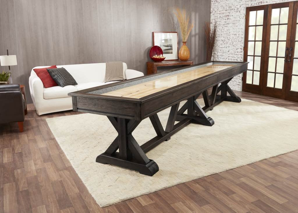 Playcraft Brazos River 12' Weathered Black Pro-Style Shuffleboard Table