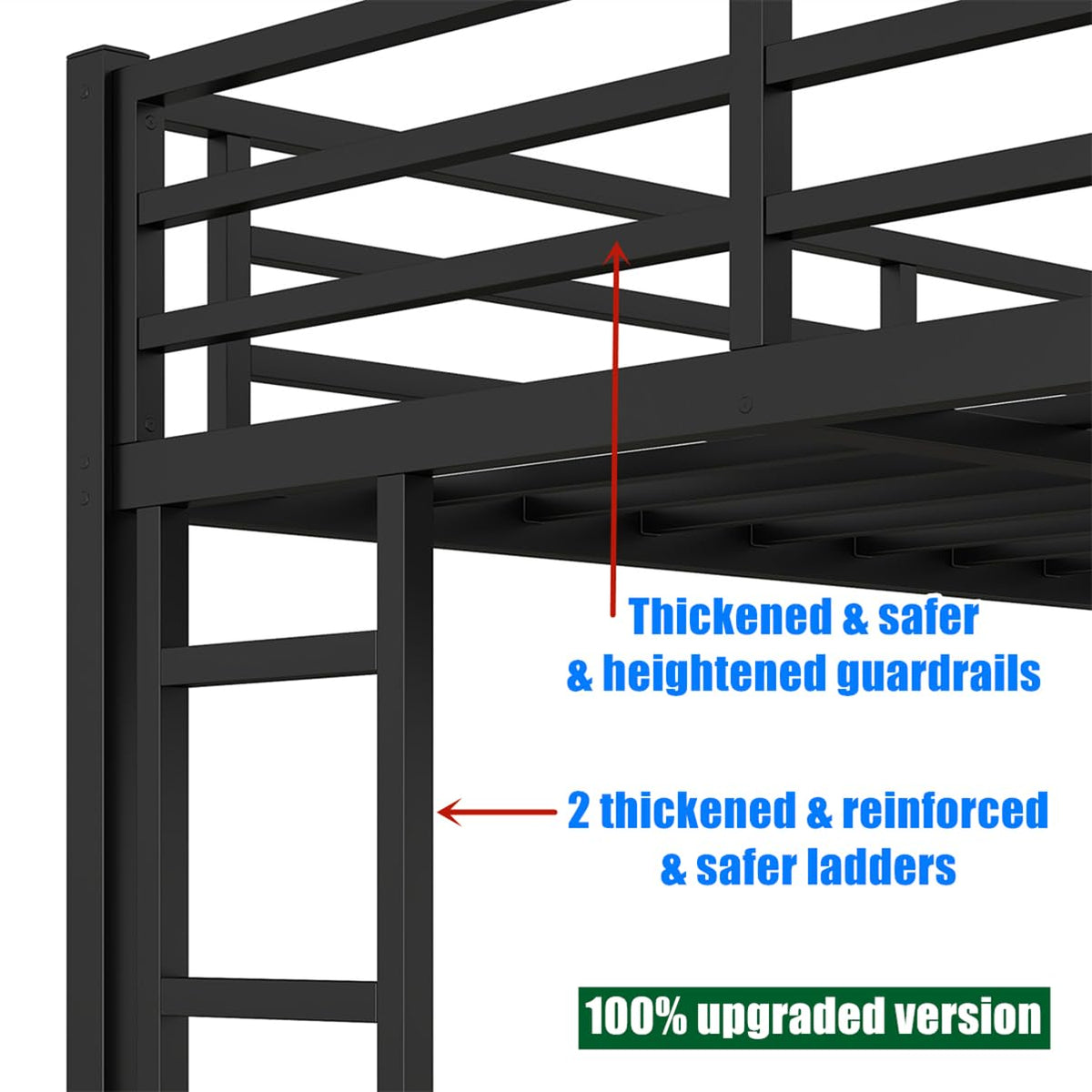 AOOMEEC Higher Quality & Stronger Metal Twin XL Over Queen Bunk Bed, Thickened Heavy Duty More Stable Safer Black Steel Bunkbed Bunk Queen Bed (Easier to Assemble) (Twin XL Over Queen)