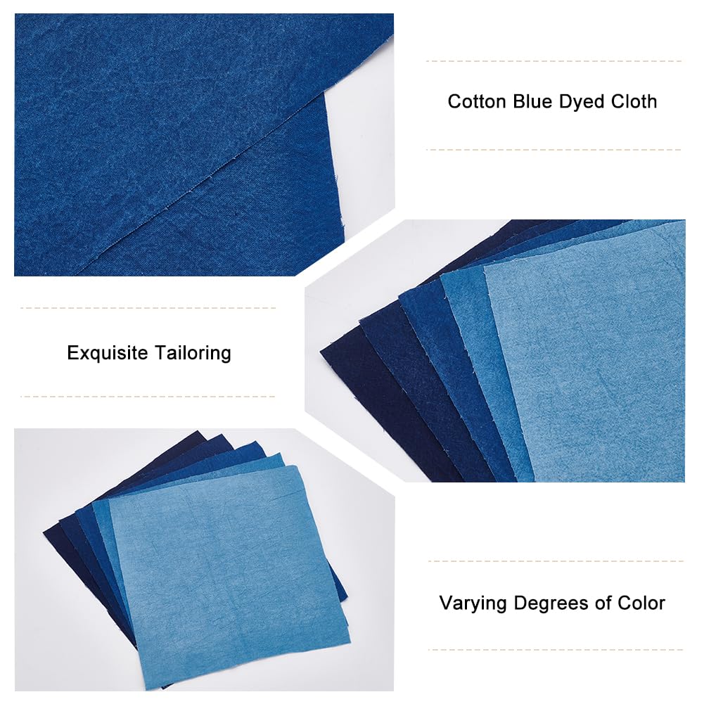 FREEBLOSS 10Pcs Sashiko Fabric Sashiko Mending Kit Patchwork Cotton Quilt Fabric Pre-Cut for Sewing Quilting Supplies Fabrics Squares 9.84 * 9.84''