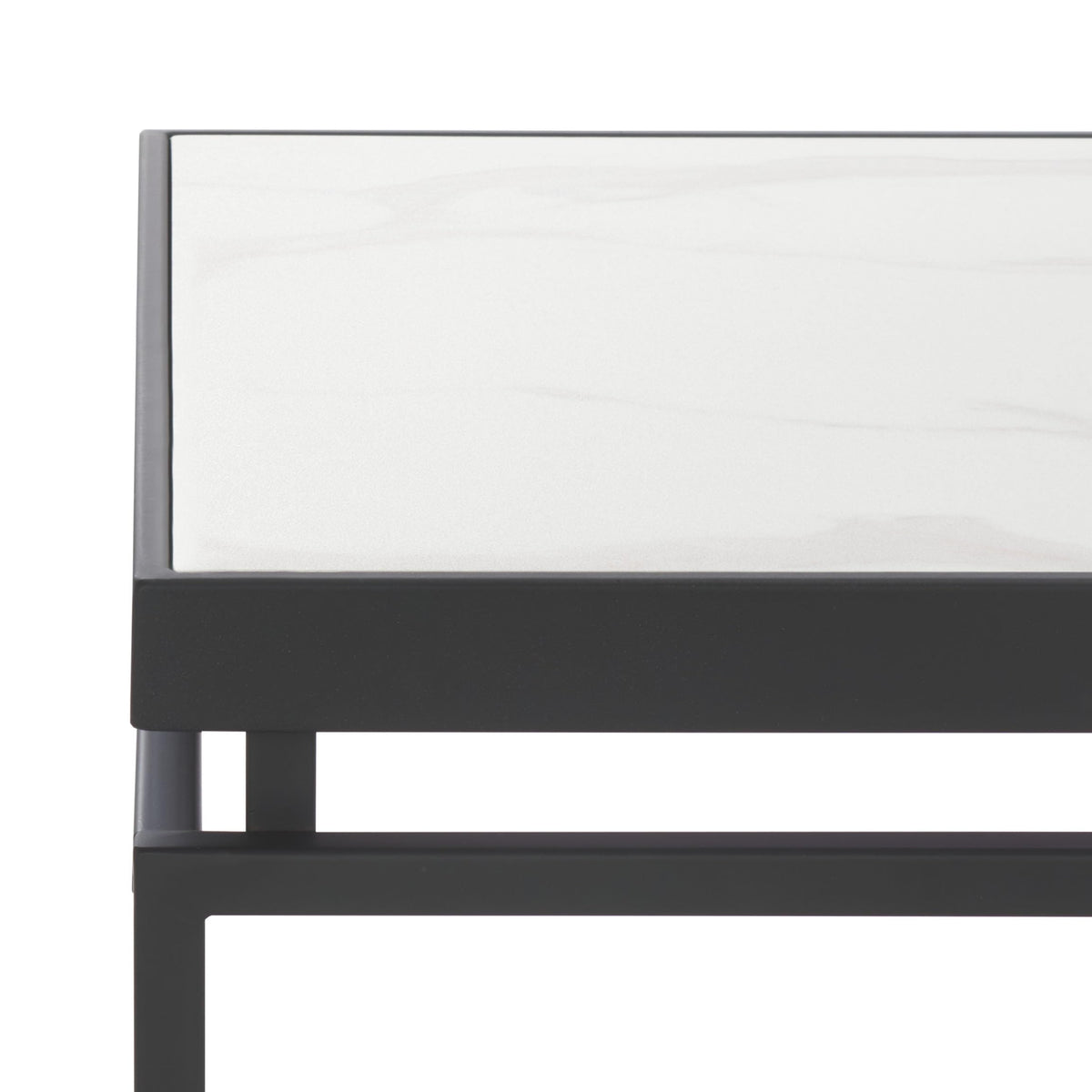 SAFAVIEH Home Collection - Acelin White Faux Marble Top & Black Metal Base Rectangular Coffee Table (COF7017A)