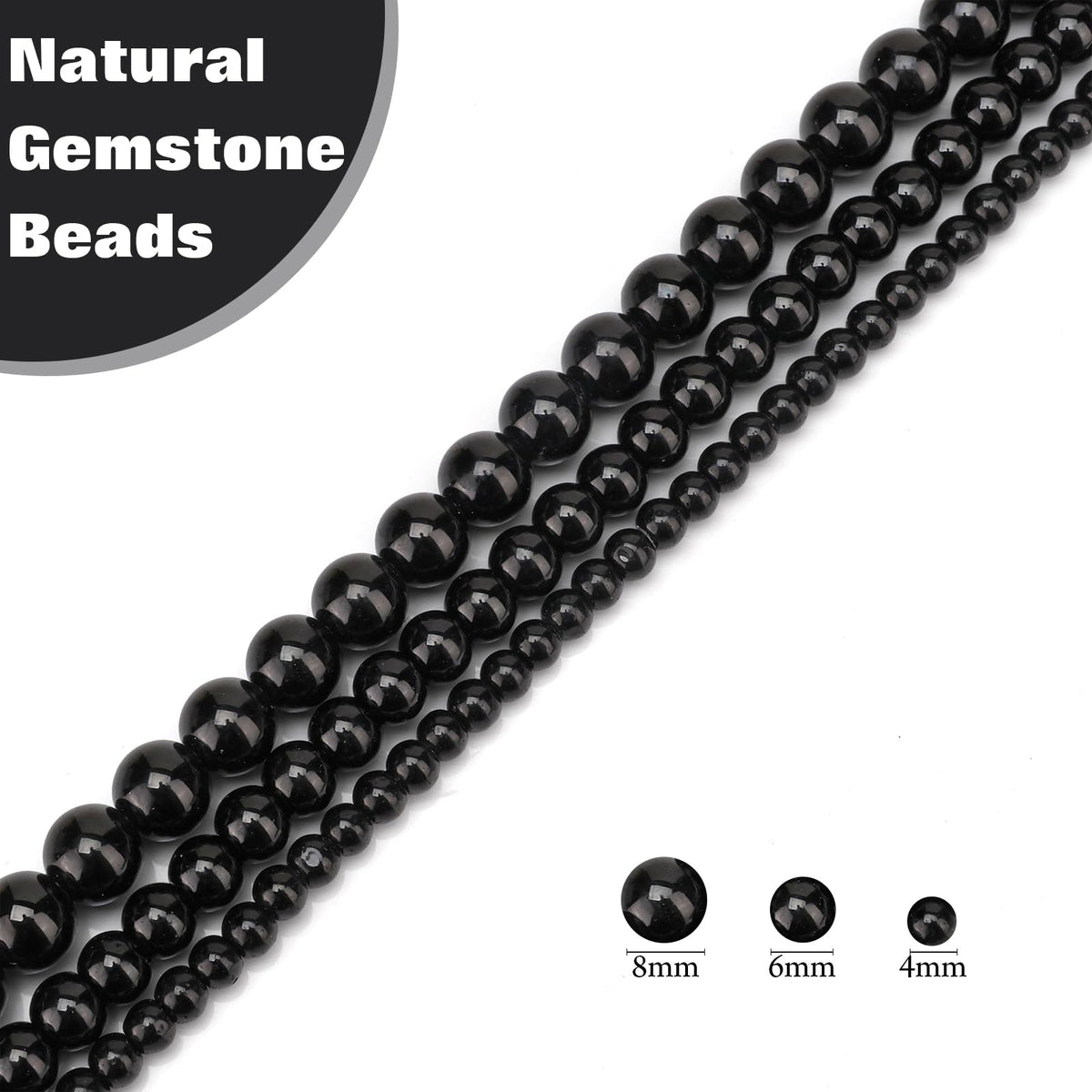 Vinswet 90pcs 4mm Black Obsidian Natural Stone Beads Round Genuine Real Stone Beading Loose Gemstones DIY Smooth Bead for Bracelet Necklace Earrings Jewelry Making