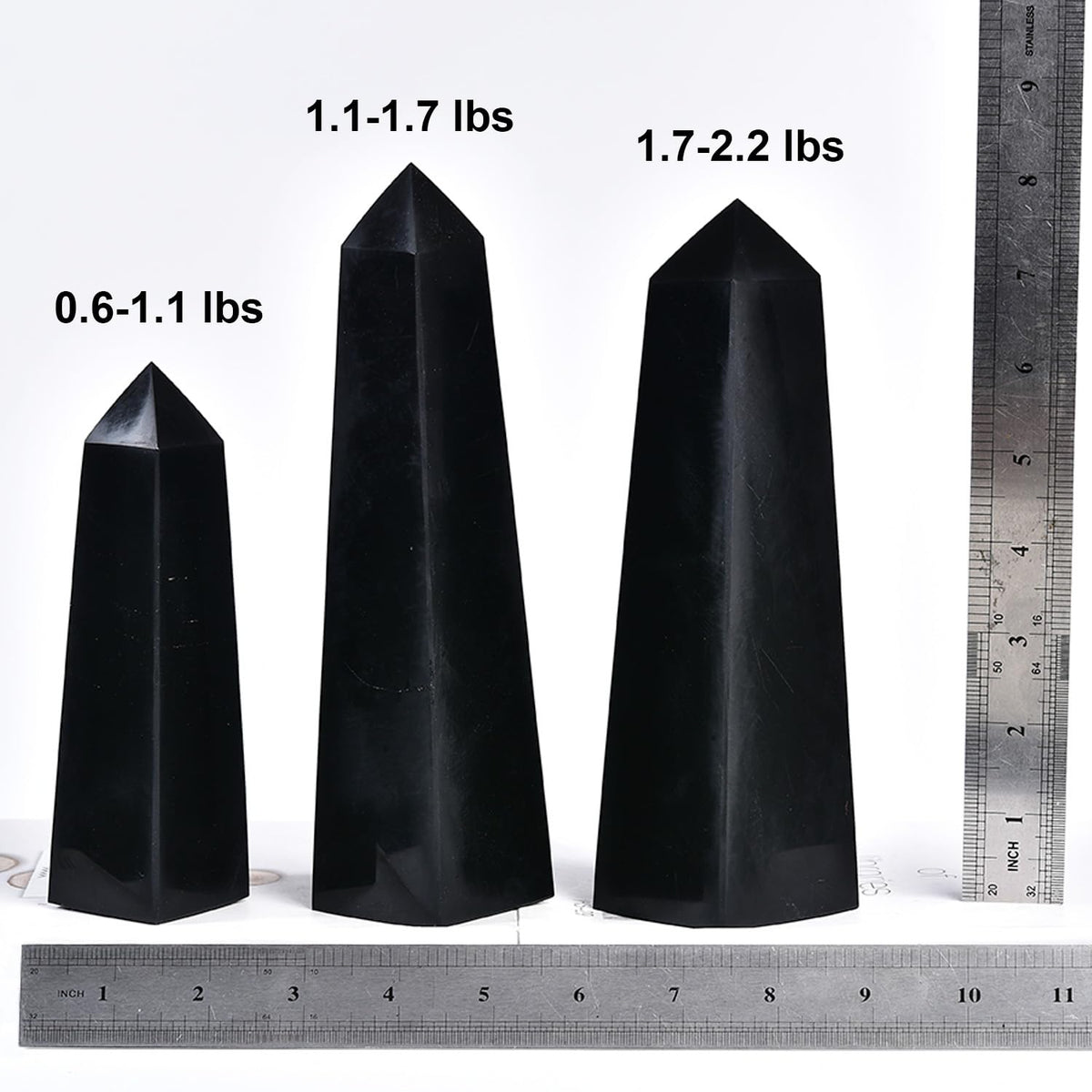 JIC Gem Large Black Obsidian Healing Crystals Wand 4 Faceted Crystal Point Obelisk Gemstone Natural Reiki Energy Stone for Meditation Crystal Grid Decoration 1.7-2.2 Lbs