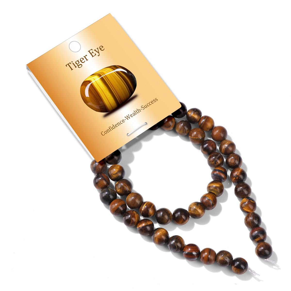 Risyfjew 50PCS 8mm Natural Tiger Eye Beads Gemstone Round Loose Beads for Jewelry Making Chakra Crystal Stone Beads for Bracelets Necklace Earrings Making Supplies (50pcs/Strand)