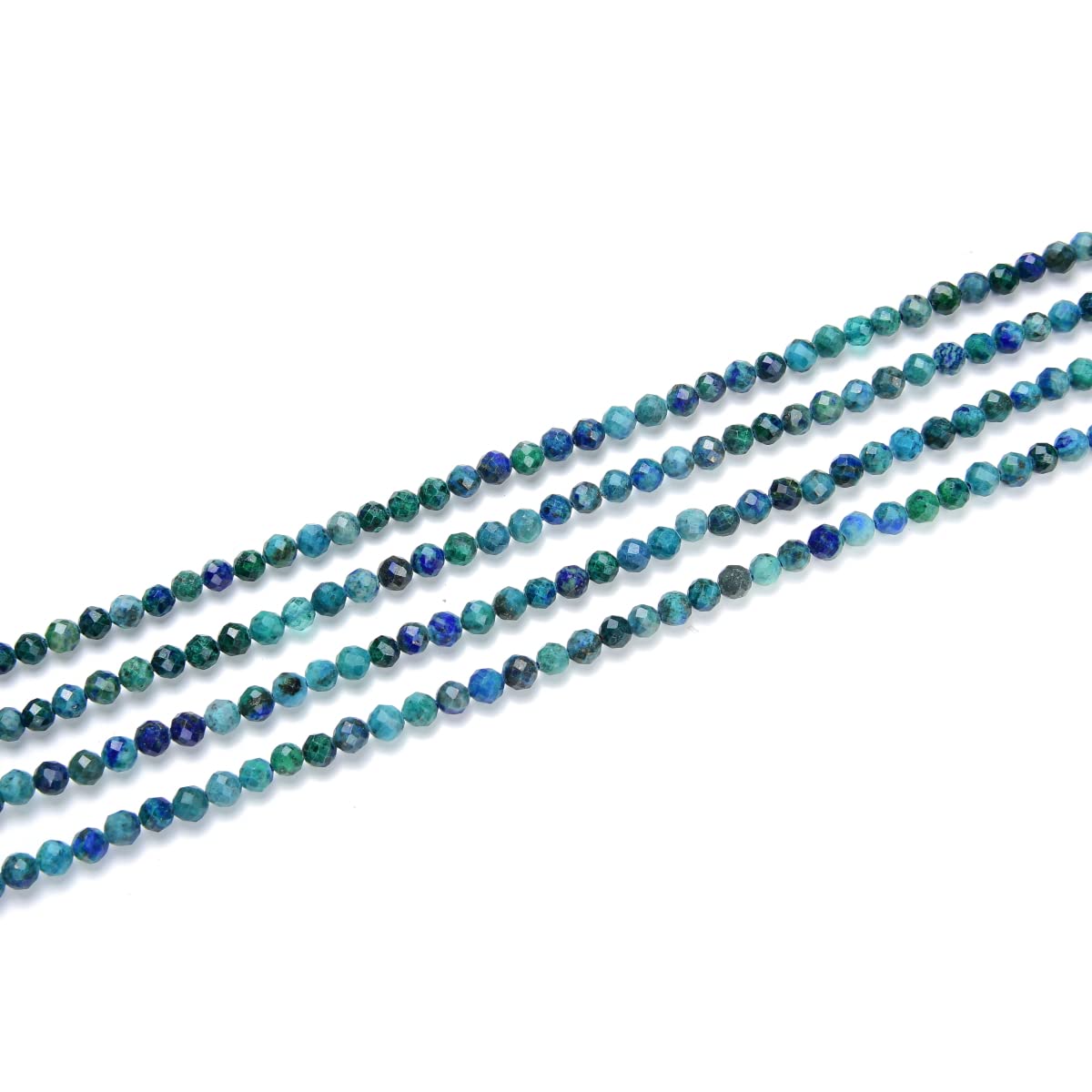 Adabele 15 Inch Natural Lapis Chrysocolla Healing Gemstone 4mm (0.16 Inch) Tiny Small Faceted Round Loose Beads Stone Spacer (85-95pcs) for Craft Jewelry Making GK4-14