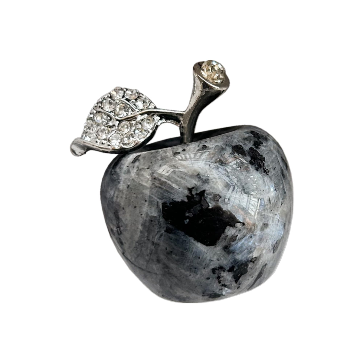 Sunshcat Natural Black Labradorite 1.18 Inchs Apple Crystal and Healing Stone Statues,Room Decoration Christmas Decorations Thanksgiving Gifts Office Gifts Collectibles