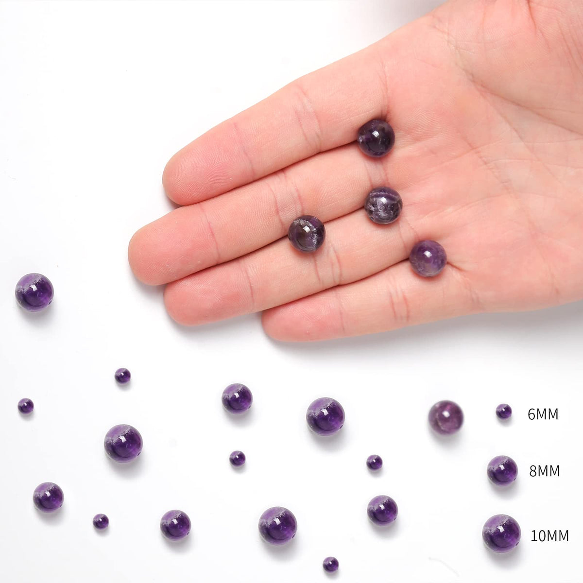 35pcs 10mm Natural Stone Beads Amethyst Beads Energy Crystal Healing Power Gemstone for Jewelry Making, DIY Bracelet Necklace