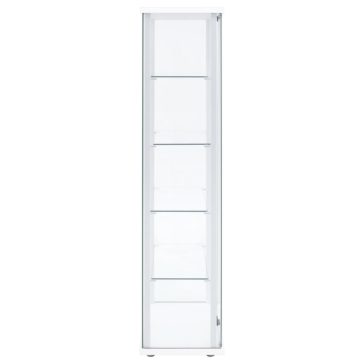 Coaster Home Furnishings - Delphinium - Glass - 4-Shelf Curio Cabinet with Wood Top and Base, Two Doors, and Chrome Hardware - Living Room - 64-Inch - White - 950170WHT