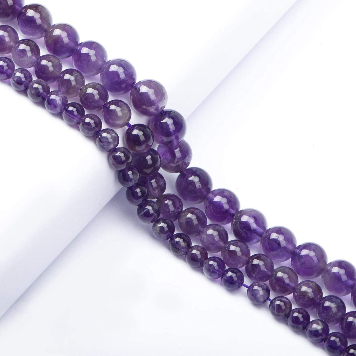 AD Beads Natural Gemstone Round Loose Beads 15" for Bracelet Necklace Earrings Jwelery Making Crafts DIY (10mm, Purple Amethyst)