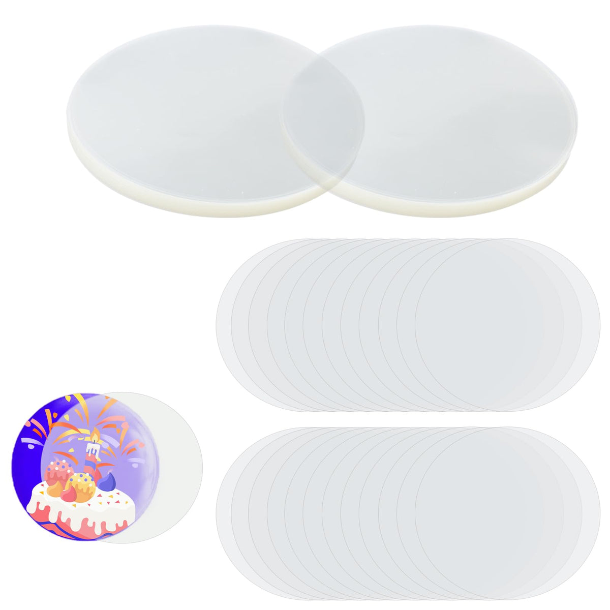 Loghohu 200 Pcs Clear Badge Film, 2.25 inch 58 mm Button Making Supplies Clear Circle Mylars Button Maker Supplies for DIY Arts Crafts Badge Buttons Protective Film