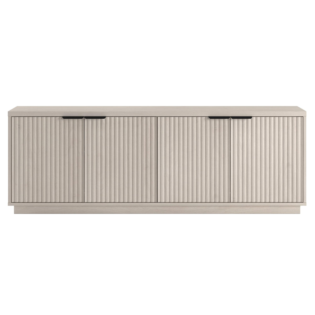 Henn&Hart Fluted TV Stand for TVs up to 78" with 2 Ribbed Storage Cabinets and Adjustable Shelves for Living Room, Family Room, or Office, Beech White