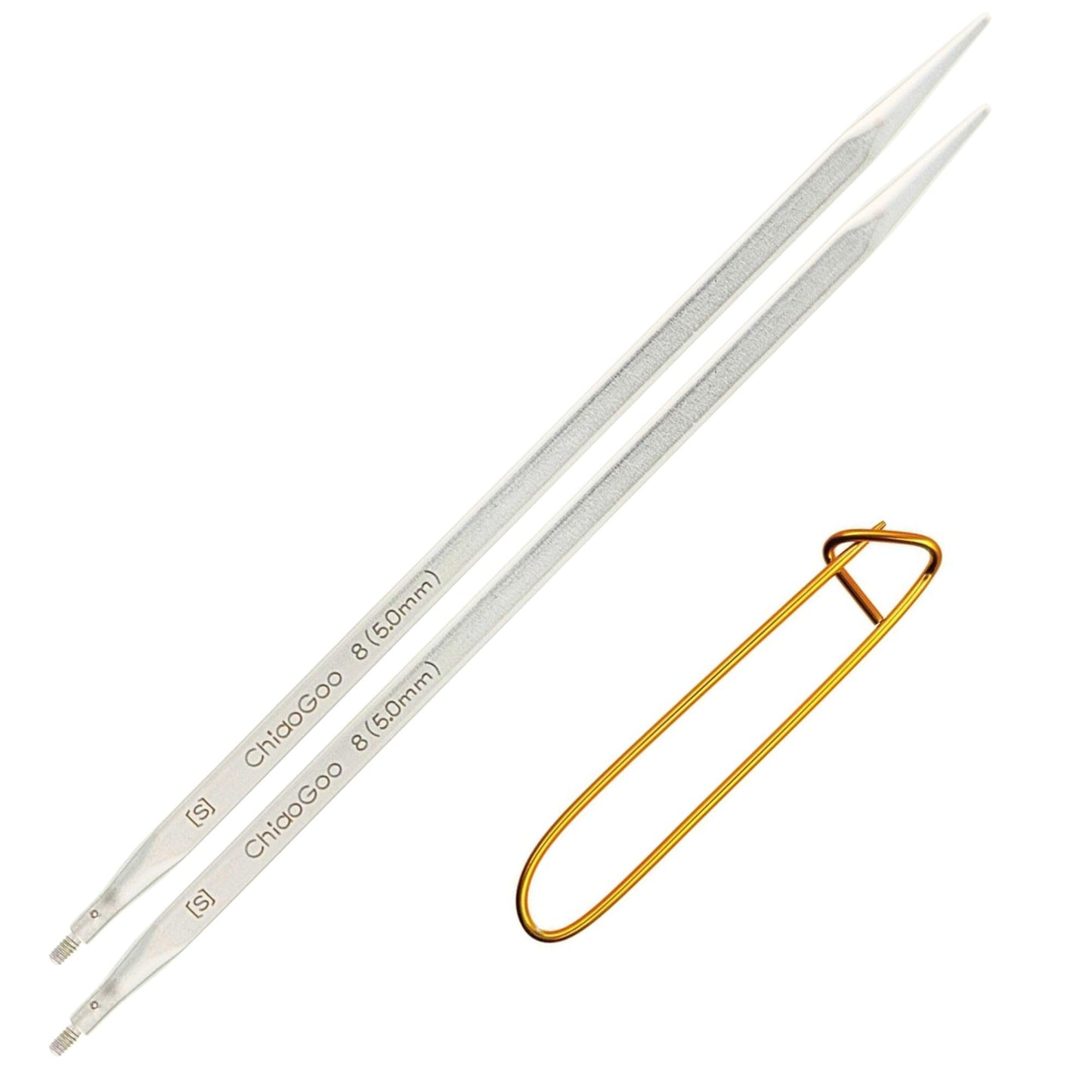 ChiaoGoo Quads 5 in. (13cm) US 8 (5 mm) Interchangeable Circular Knitting Needle Tips Stainless Steel [S] (uses Small Cables) with Stitch Holder