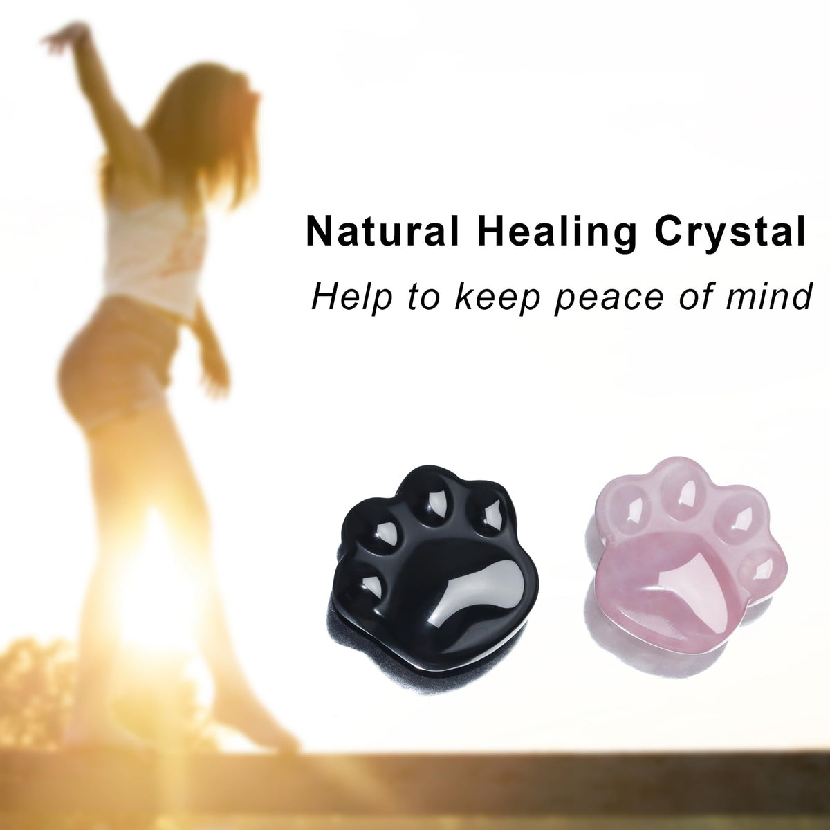 Black Obsidian Cat Crystals Healing Stones, Natural Worry Stone for Anxiety Stress Relief, Crystal Gifts for Cat Lover Women Men, Small Gift for Meditation Energy Balance Crystal Decor