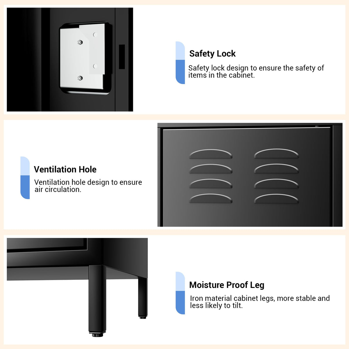 PioneerWorks Metal Locker 6 Door Storage Cabinet, Gym Storage Locker with Hook for Gyms, Schools, Classrooms, Homes, Offices and Employee Dormitories