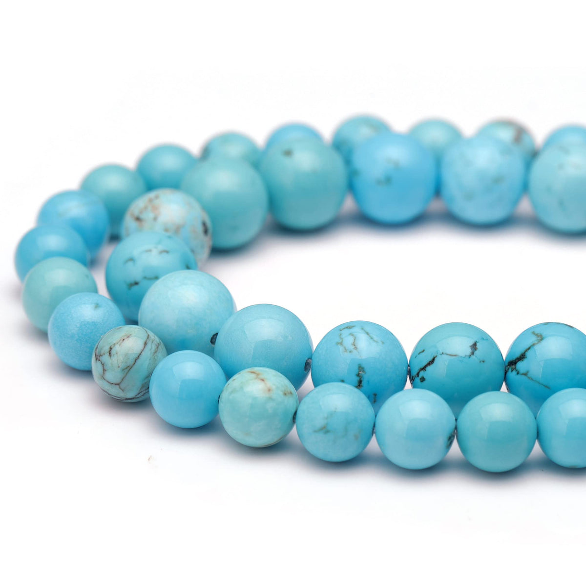 Youngbling Natural Gemstone Beads for Jewelry Making,8mm Blue Turquoise Polished Round Smooth Stone Beads for Bracelet Necklace 15 Inch
