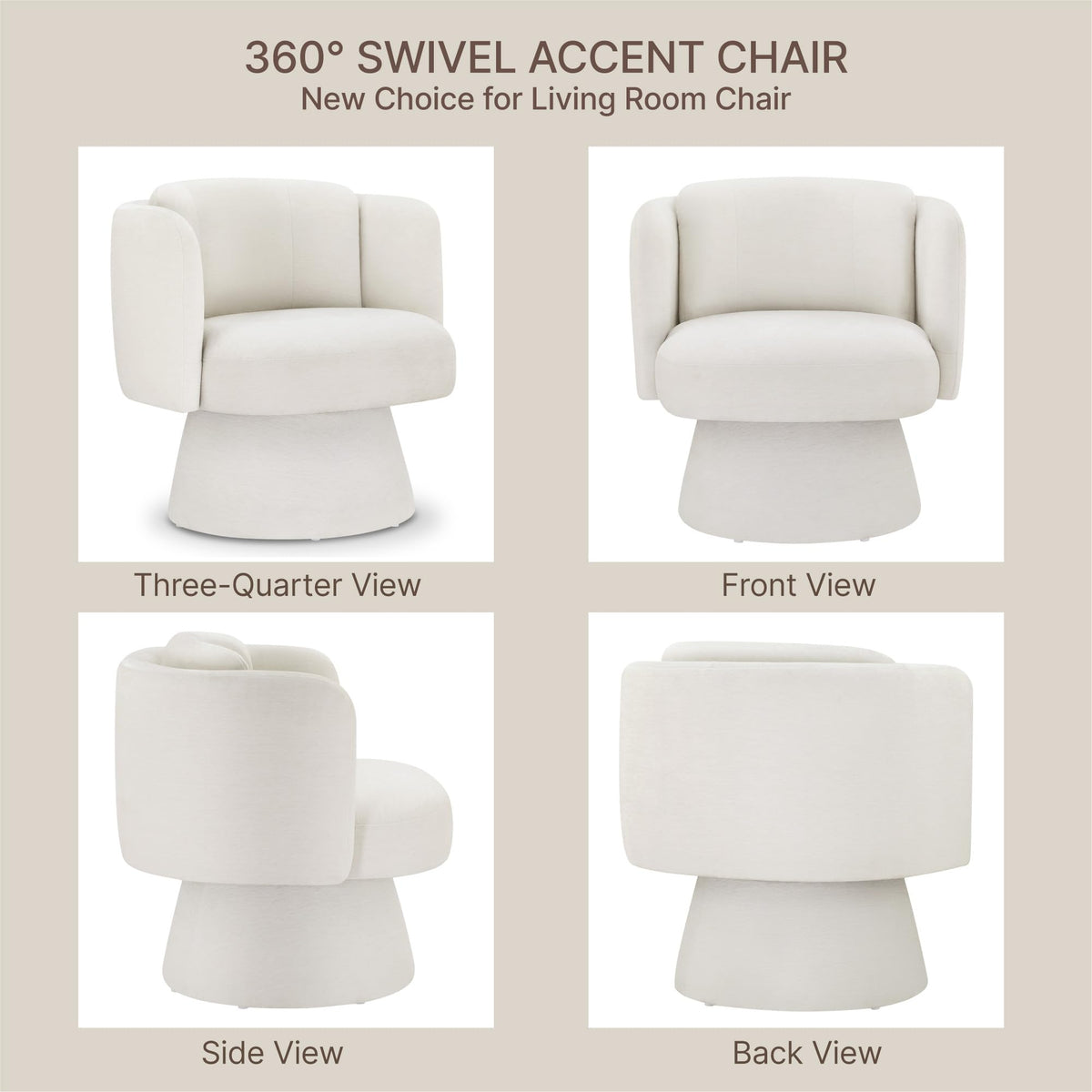 Swivel Barrel Chair Set of 2,360° Accent Chairs with Round Backrest,Upholstered Lounge Chair for Vanity,Living Room,Bedroom,Reading Nook,Linen