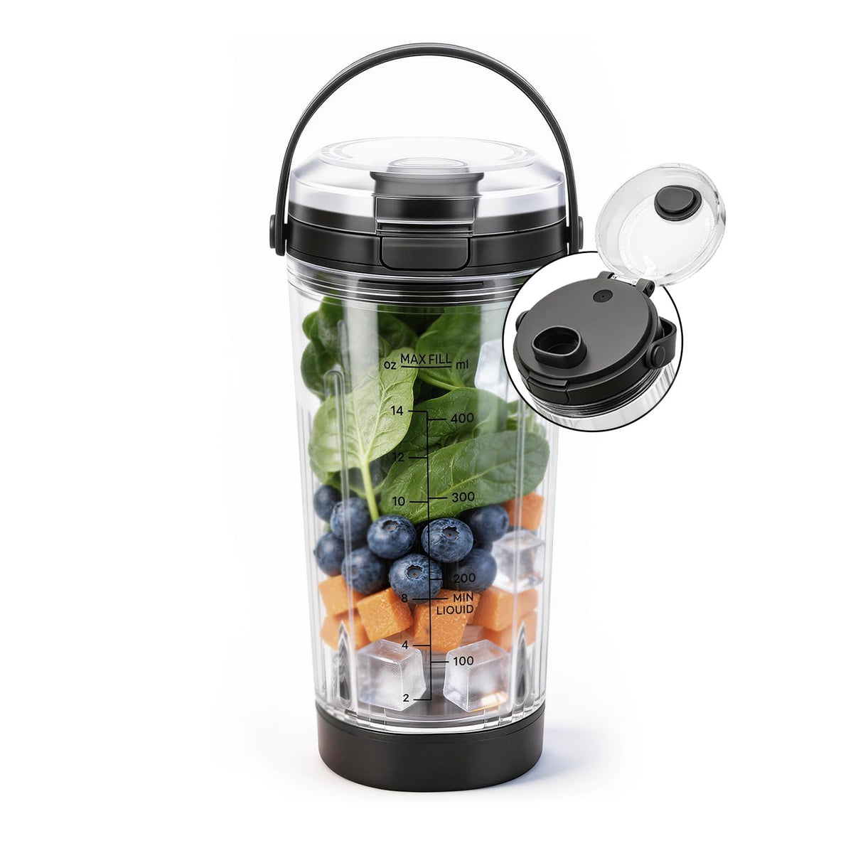 Replacement Cup for Ninja Blast Portable Blender,18 oz Vessel with Sip Lid & Base Cap, BPA-Free, Dishwasher Safe, Compatible with Ninja Blast Portable Blender BC100 Series BC151 Series Series