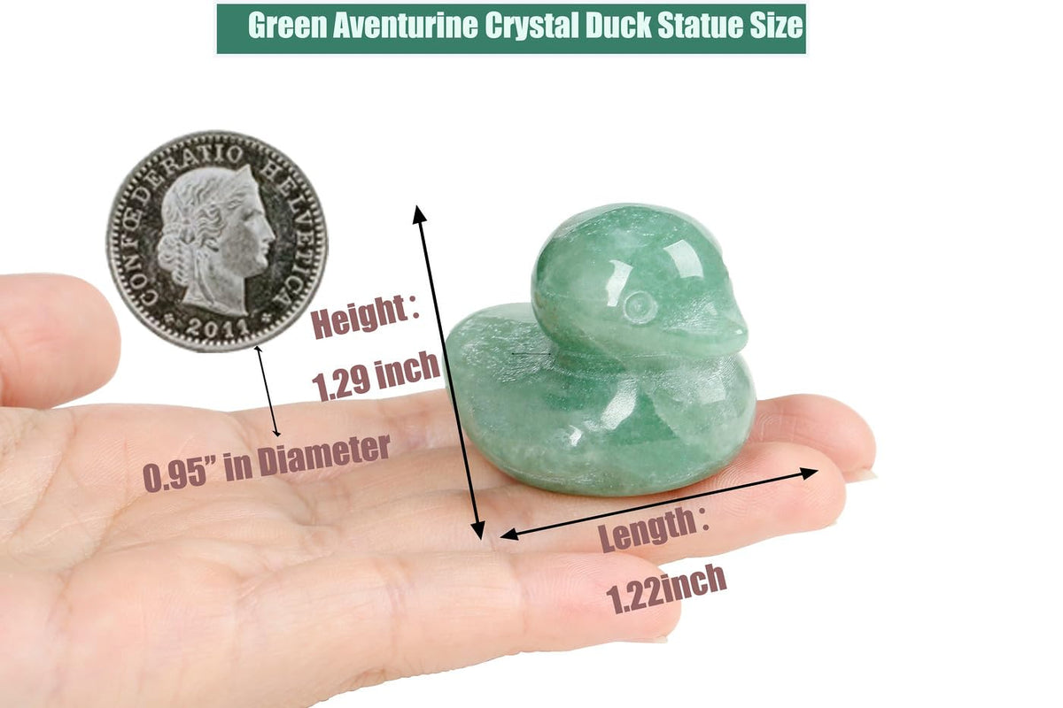 DUQGUHO Duck Figurine Statue Funny Deocr Gifts Green Aventurine Crystals Stones Lucky Duck Collectible Gifts Home Desk Office for Mom 1PC