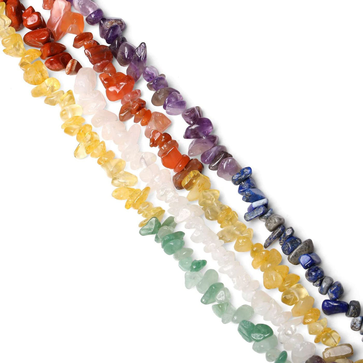 LAIDANLA 7 Chakra 400pcs Natural Chip Stone Beads 5-8mm Healing Crystal Irregular Gemstones Drilled DIY Loose Rocks Bead Crystal for Bracelet Earrings Necklace Jewelry Making Crafting