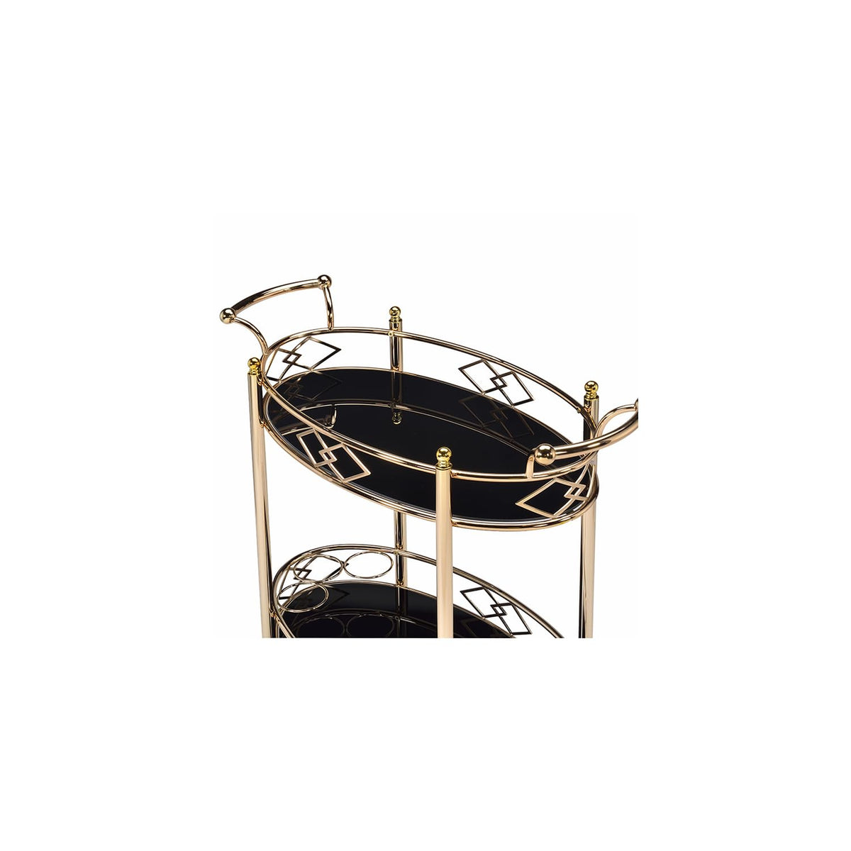 Maykoosh Global Glam Serving Cart Made with Sturdy Metal Construction in Gold Finish, Tempered Glass Top, Open Bottom Shelf.25 Lb.34.65 X 15.98 X 32.09, Gold/Black