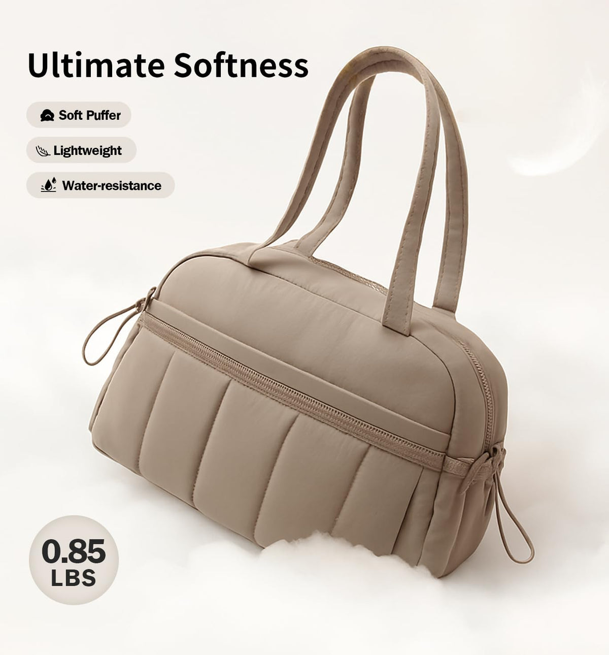 Travel Duffle Gym Bag for Women, Lightweight Puffer Carry on Weekender Bags with Wet Pocket Tote Yoga Workout Bag (Camel)